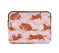 Custodia per laptop 13-14 pollici borsa portatile per laptop valigetta rossa e rosa carino gatto che gioca per uomini donne custodia Latitude