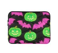 Custodia per laptop 13-14 Pollici Concise Borsa Per Laptop Cartella Illuminare Zucca Pipistrello Verde Rosa per Lavoro Viaggi funda para