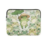 Custodia per laptop 15-16 Pollice Custodia in Poliestere per Laptop Cartoon Cute Frog Verde Custodia Borsa con Cerniera per Viaggio di Lavoro funda para computadora