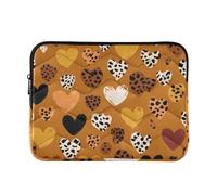 Custodia per laptop 15-16 pollici borsa per computer leggera marrone leopardo modello cuore manica per computer con cerniera per uomini donne fucile e co