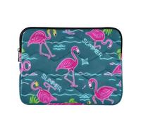 Custodia per laptop 15-16 pollici Custodia in poliestere per laptop Summer Neon Flamingo Coconut Tree Blue Computer Sleeve con cerniera per uomini donne accessori para