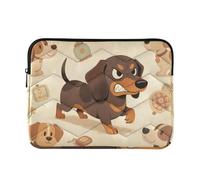 Custodia per laptop 15-16 pollici fodera morbida borsa per laptop carino marrone bassotto valigetta per computer con cerniera per lavoro viaggi estuche para