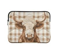 Custodia per laptop 15-16 pollici sottile borsa portaoggetti per laptop Scozia mucca pastello marrone cartella per computer con cerniera per viaggi d'affari forro para