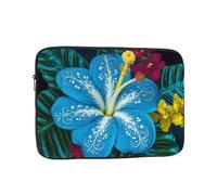Custodia per laptop blu con fiore hawaiano, custodia impermeabile per il trasporto del computer, antiurto, protezione per laptop per viaggi e lavoro da 17 pollici