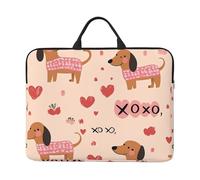 Custodia per laptop con bassotto carino da 14 pollici Love Dog Borsa per laptop per donne e uomini, borsa da trasporto per computer aziendale resistente all'acqua Custodia antiurto per notebook