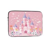 Custodia per laptop con castello dei cartoni animati da 10 pollici borsa per laptop con fiori colorati per donne e uomini, borsa da trasporto per computer aziendale resistente all'acqua custodia