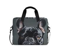 Custodia per laptop con cerniera Borsa a tracolla portatile con manico e tracolla 15 6 pollici Borsa da trasporto Cerniera Carino cane francese cani rabbia