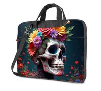 Custodia per laptop con corona floreale: una celebrazione della vita e della morte Borsa per laptop zaino da viaggio borsa per laptop, Colore, 26x36cm
