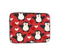 Custodia per laptop con cuore pinguino da 12 pollici borsa per laptop carina per donne e uomini, borsa da trasporto per computer aziendale resistente all'acqua custodia antiurto per notebook