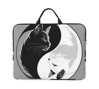 Custodia per laptop con gatto bianco nero da 14 pollici Tai Chi borsa per laptop per donne uomini, borsa da trasporto per computer aziendale resistente all'acqua custodia antiurto per notebook