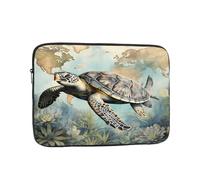 Custodia per laptop con mappa delle tartarughe marine, borsa per laptop da 13 pollici retrò oceano mare per donne e uomini, borsa da trasporto per computer aziendale resistente all'acqua custodia