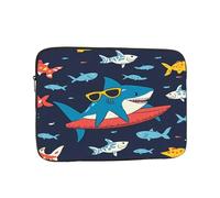 Custodia per laptop con occhiali da sole squalo da 13 pollici Sea Ocean Borsa per laptop per donne e uomini, borsa da trasporto per computer aziendale resistente all'acqua Custodia antiurto per