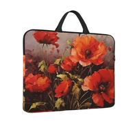 Custodia per laptop con pittura a olio fiore rosso manica per laptop resistente all'acqua borsa per il trasporto del computer valigetta con manico