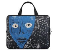 Custodia per laptop con pittura nera e blu ultra sottile leggera e impermeabile borse per laptop da 10 pollici, materiale in neoprene resistente, borsa protettiva portatile per computer con cinturino