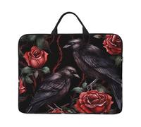 Custodia per laptop con rosa rossa di Halloween da 14 pollici nero corvo borsa per laptop per donne uomini, borsa da trasporto per computer aziendale resistente all'acqua custodia antiurto per