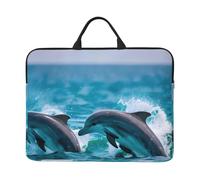 Custodia per laptop con stampa delfini nel mare da 14 pollici, custodia protettiva antiurto per computer portatile valigetta per il trasporto borsa per computer