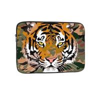 Custodia per laptop con stampa mimetica testa di tigre, custodia impermeabile per il trasporto del computer, antiurto, protezione per laptop da 12 pollici