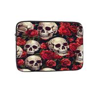 Custodia per laptop con teschio di Halloween rosa da 15 pollici borsa per laptop con fiore scheletro per donne e uomini, borsa per il trasporto del computer aziendale resistente all'acqua Custodia