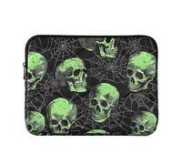 Custodia per laptop con teschio verde, trapuntata, impermeabile, antiurto, imbottita, per laptop da 13-16", taglia L