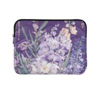 Custodia per laptop concisa borsa per laptop con cerniera 13 pollici 14 pollici fiori autunnali giacinti orchidea rosmarino borsa per computer viola con cerniera