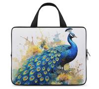 Custodia per laptop Custodia antiurto Borsa da trasporto per computer con pavone pittura ad acquerello Borsa per laptop Tote leggera Custodia per notebook da viaggio Borsa da viaggio per lavoro da 17