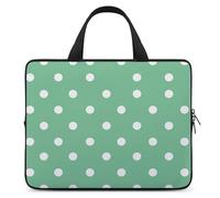 Custodia per laptop da 10", ultra sottile, leggera e impermeabile, in neoprene resistente, con tracolla, colore: Verde a pois