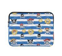Custodia per laptop da 13-14 pollici, impermeabile, per computer portatile, a righe blu e bianche, motivo scheletro dei pirati costieri, con cerniera, per uomini e donne