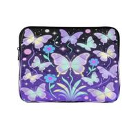 Custodia per laptop da 13-14 pollici, impermeabile, viola, blu, farfalla, stella, fiori notturni, tasca per computer portatile per lavoro, viaggi, altego trasparente