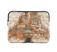 Custodia per laptop da 13 a 14 pollici, borsa per laptop di classe, arte astratta, Cyber Ogange, spartiti musicali, custodia per computer con cerniera per viaggi di lavoro