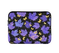 Custodia per laptop da 13 a 14 pollici, resistente all'acqua, con foglia d'acero blu/viola, custodia rigida con cerniera per viaggi e lavoro