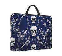 Custodia per laptop da 14 pollici con maniglia borsa per laptop antiurto borsa impermeabile per computer borsa blu teschio e ossa valigetta