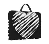 Custodia per laptop da 14 pollici Custodia antiurto per laptop Custodia per laptop a righe bianche e nere con cuore per il trasporto del computer valigetta con maniglia
