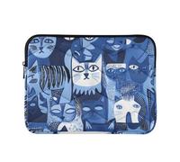 Custodia per laptop da 15-16 pollici borsa per laptop con cerniera arte russa blu gatti blu custodia per computer con cerniera per lavoro e viaggio