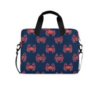Custodia per laptop da 15-16 pollici morbida borsa per laptop stile retrò granchio pazzo blu navy rosso borsa per computer con cerniera per viaggi di lavoro
