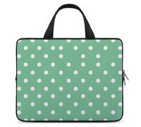 Custodia per laptop da 15", ultra sottile, leggera e impermeabile, in neoprene resistente, con tracolla, colore: Verde a pois