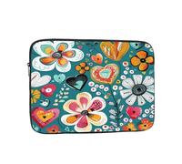 Custodia per laptop da 17 pollici con fiore a forma di cuore retrò borsa per laptop colorata per donne e uomini, borsa da trasporto per computer aziendale resistente all'acqua custodia antiurto per