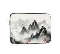 Custodia per laptop da montagna in stile pittura a inchiostro da 10 pollici, TSA Custodia protettiva antiurto per notebook resistente all'acqua Custodia per il trasporto del computer valigetta borse