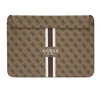 Custodia per laptop Guess 4G a righe stampate, marrone, da 14 pollici