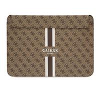 Custodia per laptop Guess da 16" 4G con stampa a righe, colore marrone.