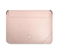 Custodia per laptop Guess Saffiano Triangle Logo rosa da 16 pollici