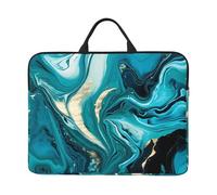 Custodia per laptop in marmo turchese da 14 pollici linea verde acqua borsa per laptop per donne uomini, borsa da trasporto per computer aziendale resistente all'acqua custodia antiurto per notebook