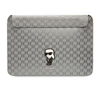 Custodia per laptop Karl Lagerfeld in tessuto Saffiano Monogram argento da 14 po