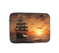 Custodia per laptop Nave sotto il tramonto Custodia per laptop Impermeabile Copertura per il trasporto del computer portatile antiurto Protezione per il lavoro di viaggio 12 pollici