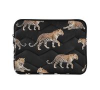 Custodia per laptop Puffy nera con leopardi