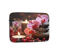 Custodia per laptop Sleeve Rosa Orchidea Pietra Candele Rosse Borsa per Laptop Custodia per Computer 12 Pollici Custodia Protettiva per Notebook Cover