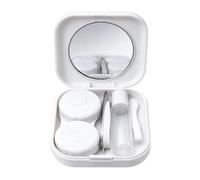Custodia per Lenti a Contatto Con Specchio Mini Quadrata Antiperdita | kit con pinza applicatore e rimozione Per Tragitto Palestra Casa e Ufficio Weekend Viaggio Scuola All'Aperto Mattino Bianco