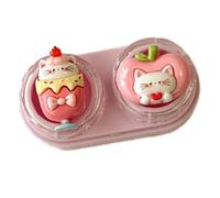 Custodia per lenti e strumento di rimozione, dimensioni compatte, in gomma, facile da trasportare, applica i contatti in modo sicuro, Gatto Coppa Rosa