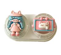 Custodia per lenti e strumento di rimozione, dimensioni compatte, inserto in gomma, facile da trasportare, per applicare contatti in modo sicuro e compatto, bianco