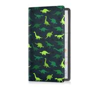 Custodia per libretto e assicurazione auto in pelle di alta qualità, per uomo e donna, portafoglio accessori per carte, documento essenziale patente di guida, dinosauro brillante verde, Multi, 1 size