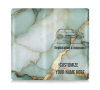 Custodia per libretto e assicurazione auto in pelle personalizzata per uomo donna portafoglio accessori custodia per documenti, carte, licenza marmo verde salvia bianco